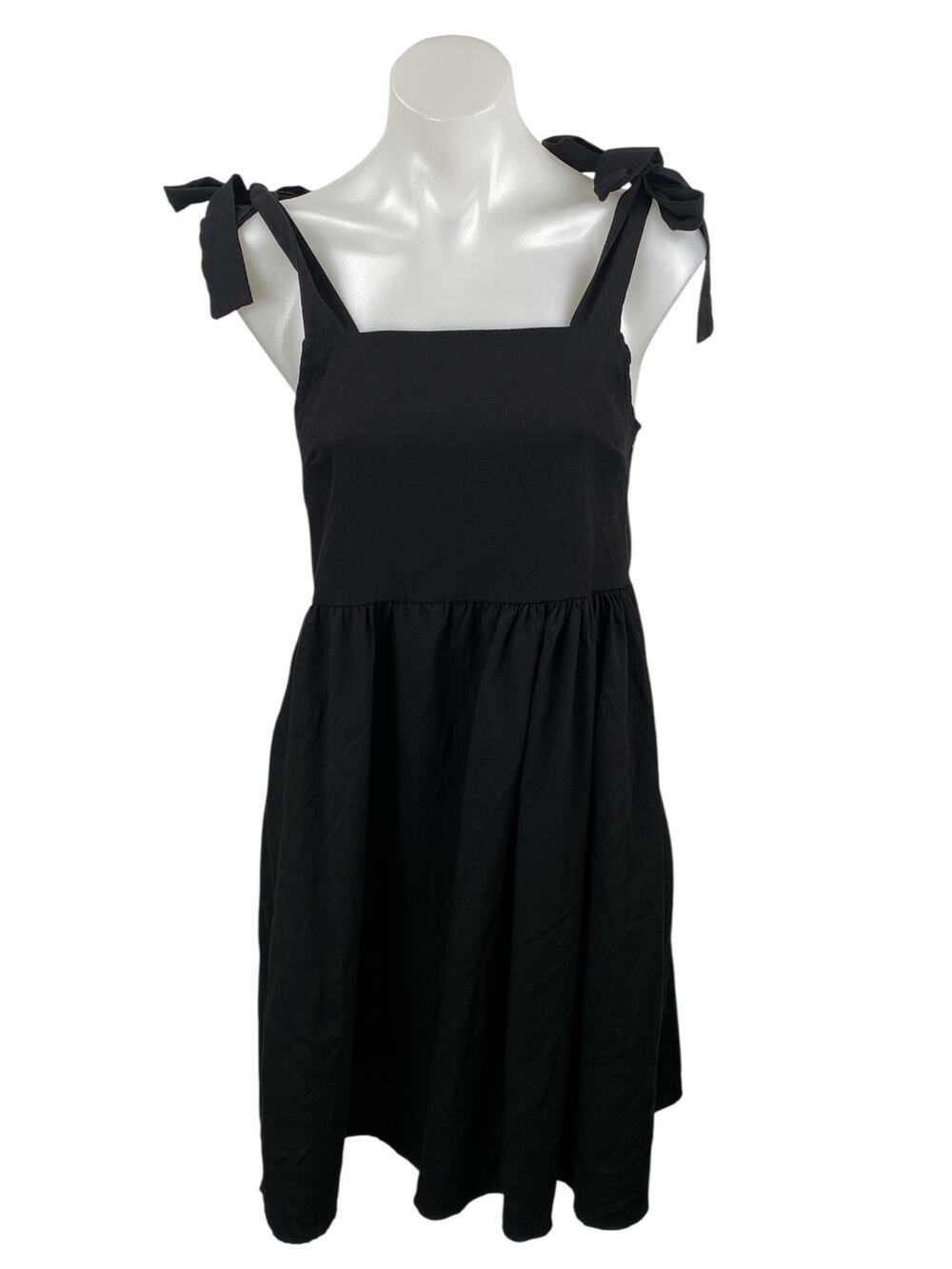Clarisbelle Women's Black Tie Strap sleeveless Mini Tank Flare A-Line Dress Sz S